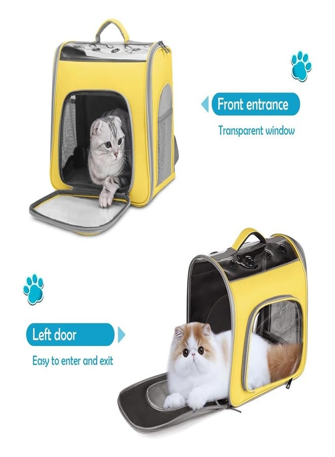 PET FUN Pet Travel Backpack for Cats & Small Dogs | Portable, Breathable Carrier Bag with Full Visibility & Comfort Padding for Hiking, Travel & Outdoor Adventures (Yellow) - Image 2